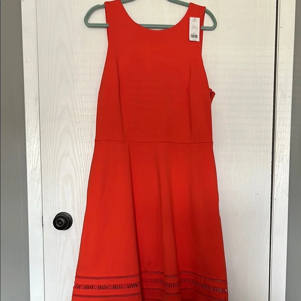 Banana Republic orange Sleeveless V-Neck Midi Dress size 14 - Picture 3 of 6